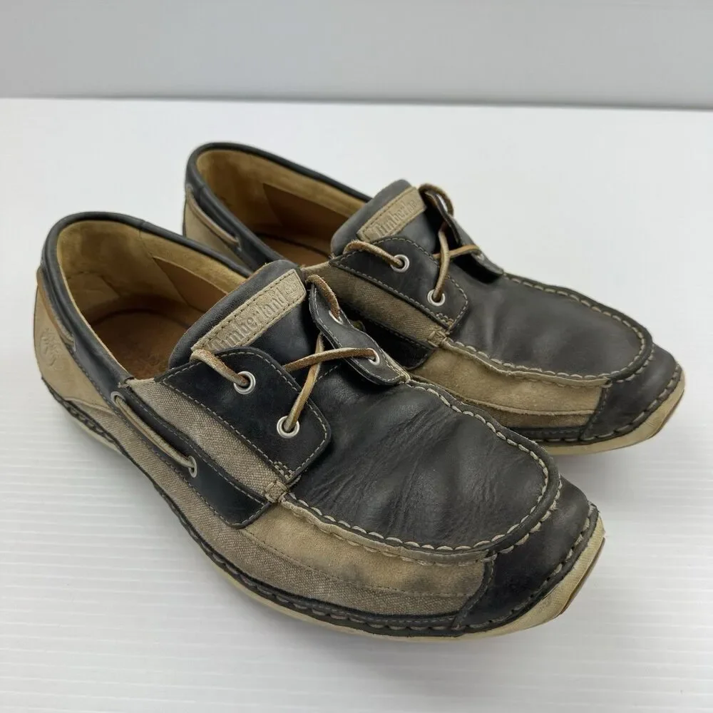 Timberland Men’s Annapolis 2I Leather Boat Shoes Blue Size 12 M Moc Toe
